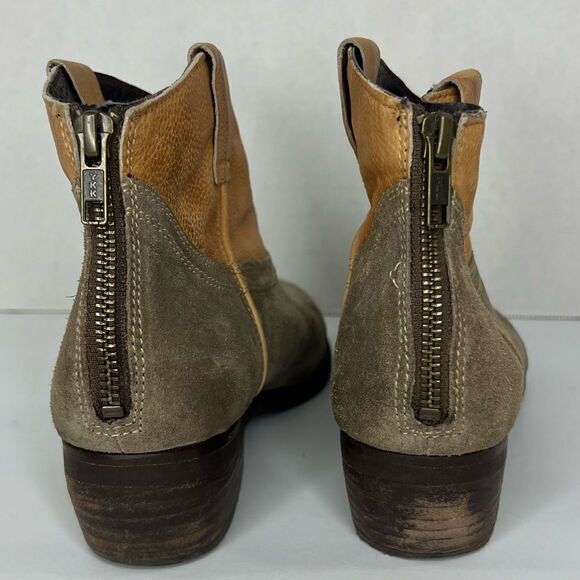 Steve Madden Midnite Gray Suede/Tan Cowboy Women’s Ankle Booties Sz 7 - Picture 4 of 11